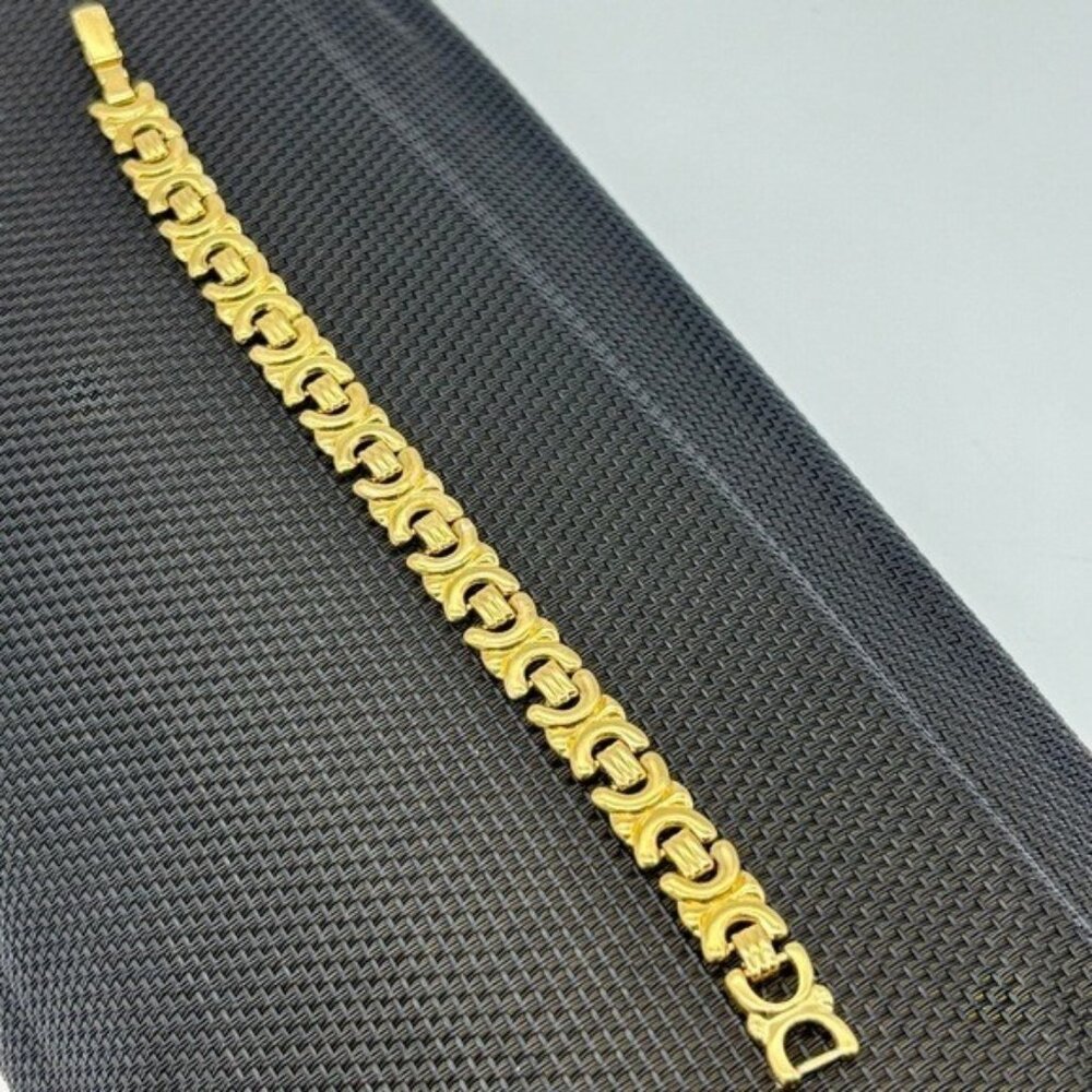 Vintage Avon Gold Tone Fluted Link Bracelet, Late 1980s, Chic, Signed, 7 " Long-